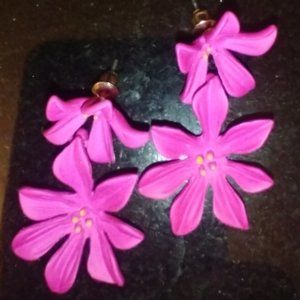 Hot Pink Floral Earrings
